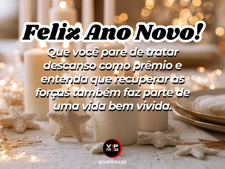 Mensagem de Ano Novo sobre vida, com rede confortável em varanda tranquila, sombra de árvores, livro fechado e luz suave de tarde.