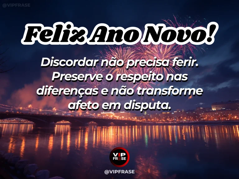 Frase de Ano Novo sobre amor, paz, em cena serena com ponte delicada sobre água calma, simbolizando conexão e equilíbrio.