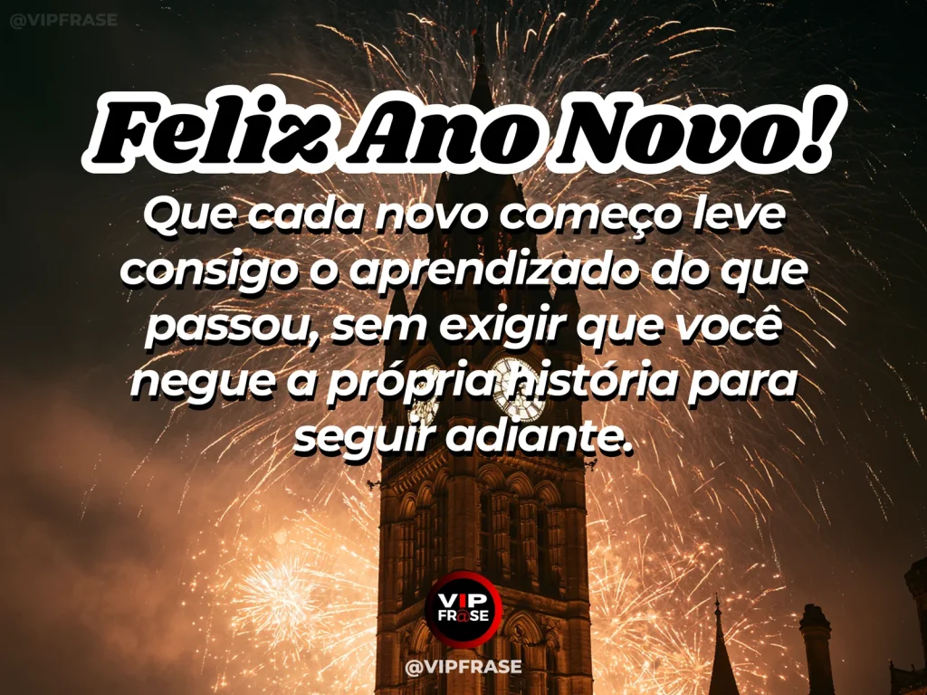 Mensagem de Ano Novo sobre recomeco, com caminho novo partindo de uma estrada antiga preservada ao fundo, luz de amanhecer e atmosfera de continuidade.