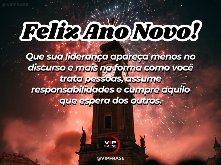 Mensagem de Ano Novo sobre liderança pelo exemplo, com equipe caminhando ao amanhecer.