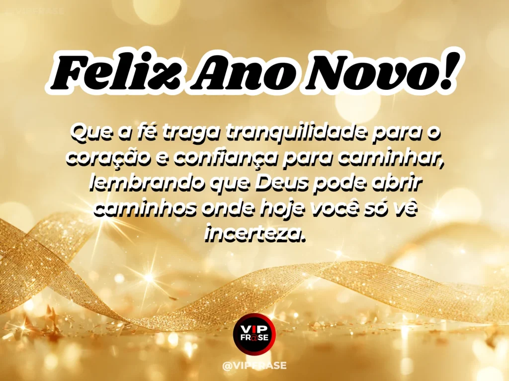 Mensagem de Ano Novo sobre fe e deus, com trilha entre montanhas iluminada por um feixe suave de sol.