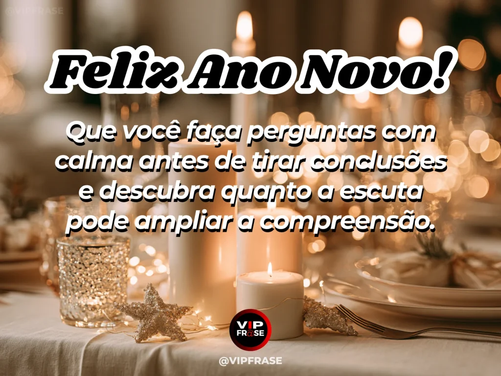 Frase de Ano Novo sobre sabedoria, com cenário inspirador e acolhedor.