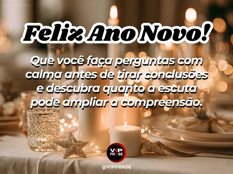 Frase de Ano Novo sobre sabedoria, com cenário inspirador e acolhedor.