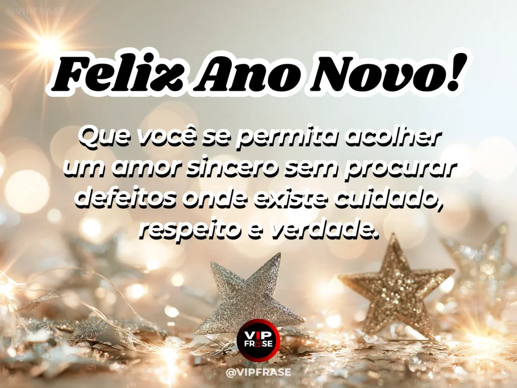 Frase de Ano Novo sobre amor, confianca, com cenário inspirador e acolhedor.