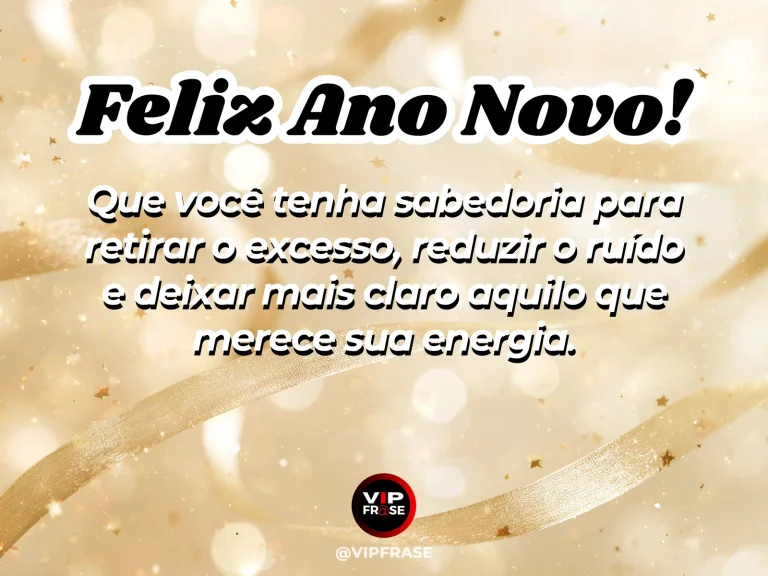 Frase de Ano Novo sobre sabedoria, paz, com cenário inspirador e acolhedor.