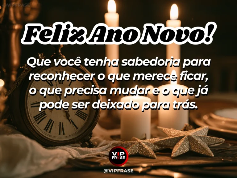 Mensagem de Ano Novo sobre sabedoria, com encruzilhada de caminhos em um bosque claro e silencioso.