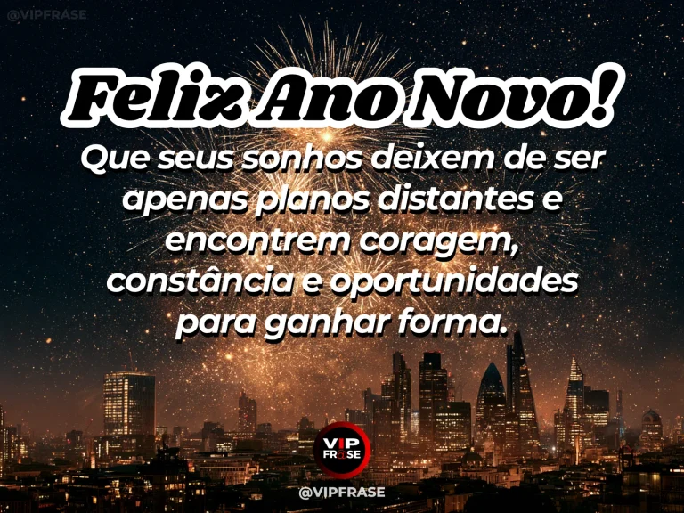 Mensagem de Ano Novo sobre sucesso e coragem, com escadaria contemporânea subindo em direção a uma abertura luminosa.