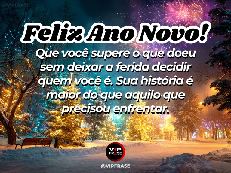 Frase de Ano Novo sobre superação e autoestima, com árvore marcada e cheia de vida.