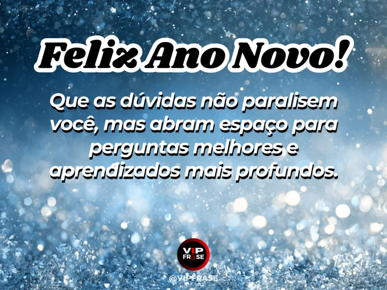 Frase de Ano Novo sobre estudo, sabedoria, com cenário inspirador e acolhedor.