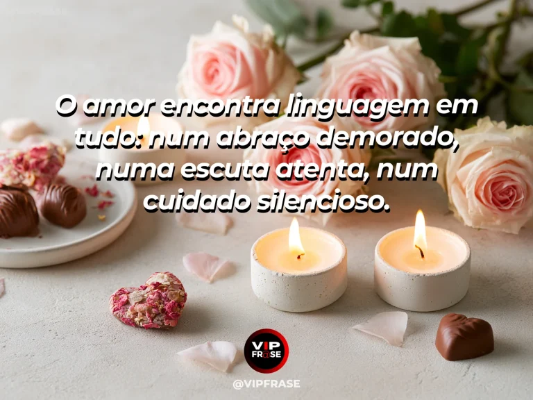 Frase sobre amor, com manta, duas xícaras e flores.