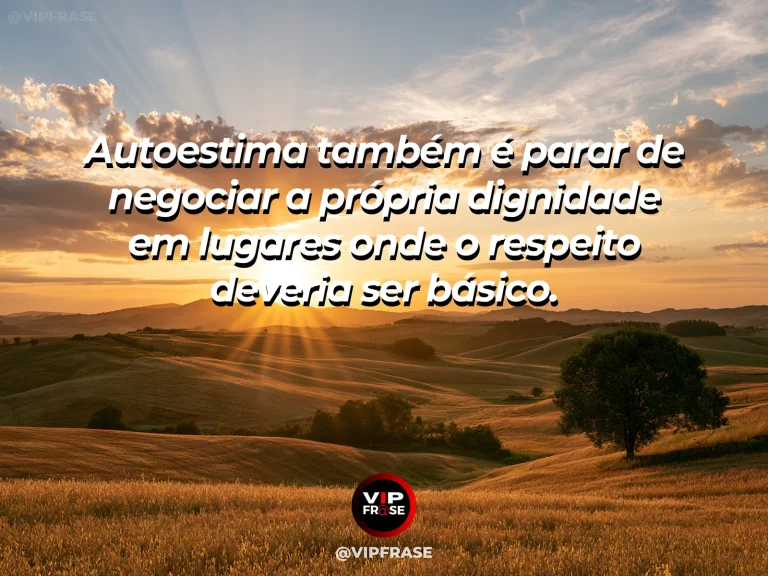 Frase reflexiva sobre autoestima com espelho refletindo luz e plantas.