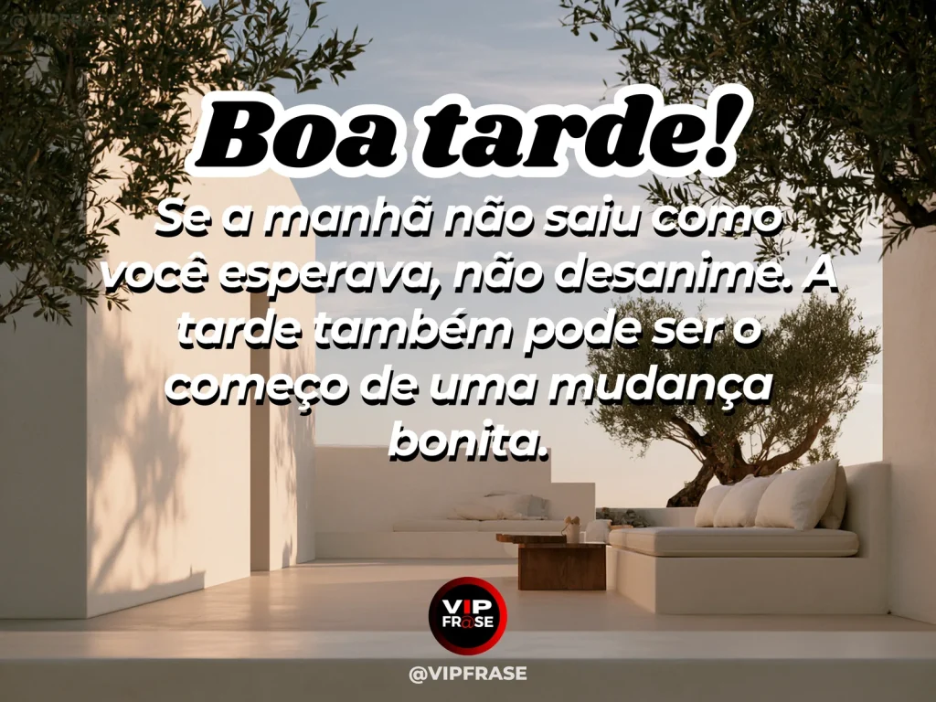 Mensagem de boa tarde sobre recomeço, com céu claro e clima acolhedor de esperança.