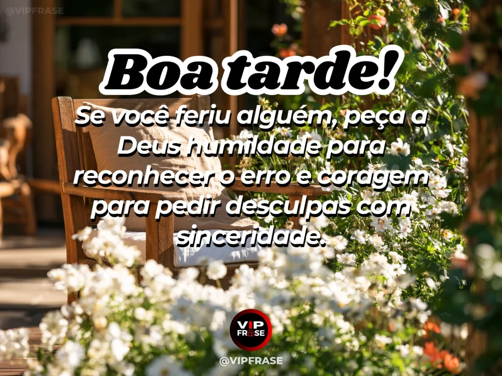 Frase de boa tarde sobre pedir desculpas, com duas cadeiras em clima acolhedor de reconciliação