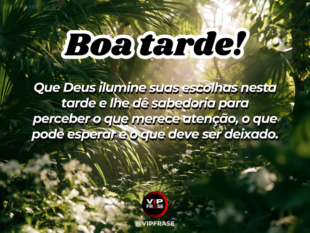 Mensagem de boa tarde sobre Deus e sabedoria, com luz clara e ambiente contemplativo.