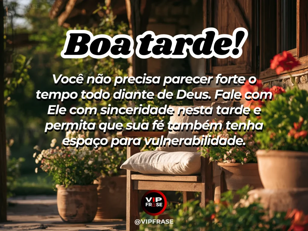 Mensagem de boa tarde sobre Deus e fé, em cantinho de oração com luz dourada discreta.