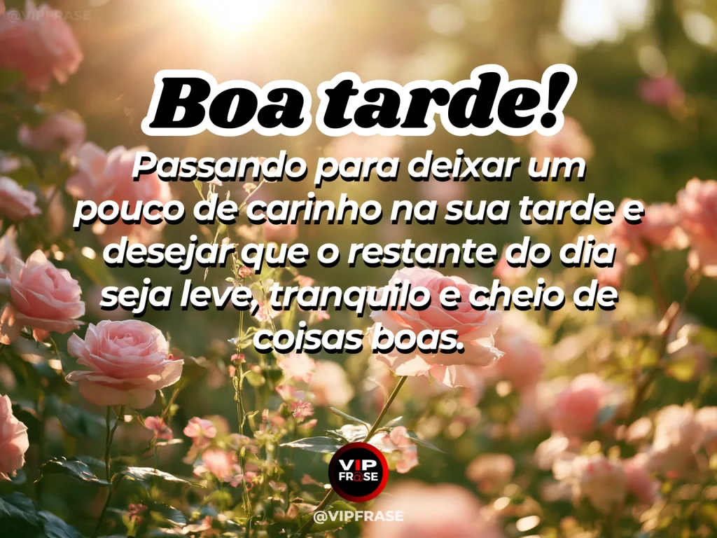 Mensagem de boa tarde sobre carinho, com tarde delicada e atmosfera acolhedora.