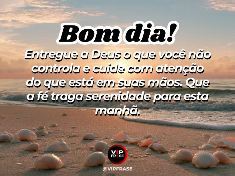 Mensagem de bom dia sobre fé e paz, com raios suaves de luz no amanhecer.