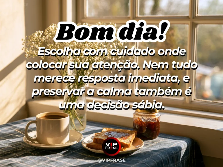 Mensagem de bom dia sobre sabedoria e paz, com ambiente minimalista e luz tranquila.