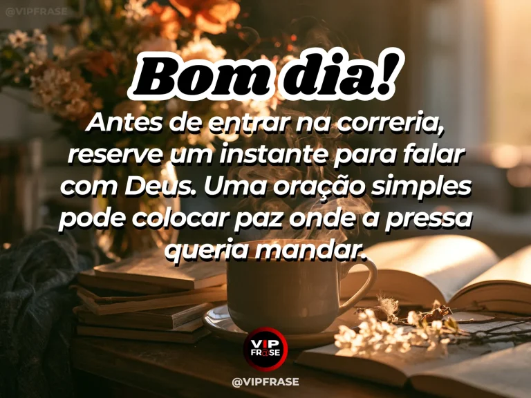 Mensagem de bom dia sobre oração e paz, com Bíblia em uma manhã silenciosa
