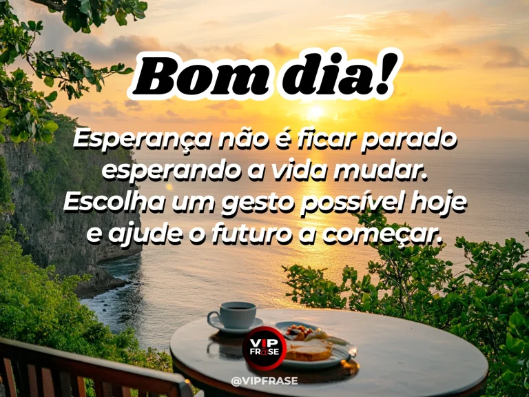 frase de bom dia sobre esperança, com caminho ao amanhecer e sensação de movimento