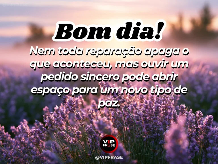 Frase de bom dia sobre perdão e paz, com gesto de reconciliação em uma mesa.