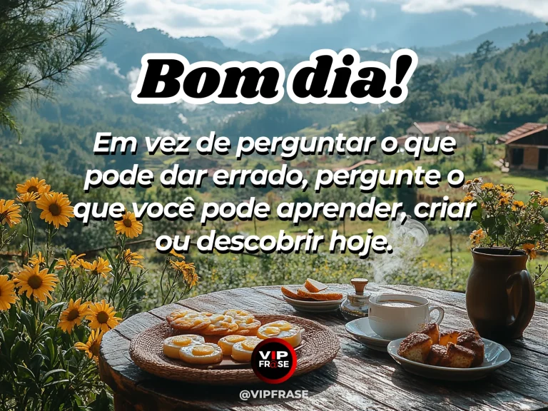 Frase de bom dia sobre curiosidade, com caderno em branco e lápis sob a luz da manhã.