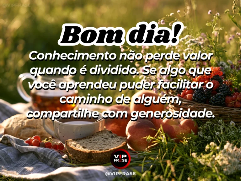 Mensagem de bom dia sobre sabedoria e estudo, com conhecimento sendo compartilhado entre duas pessoas.