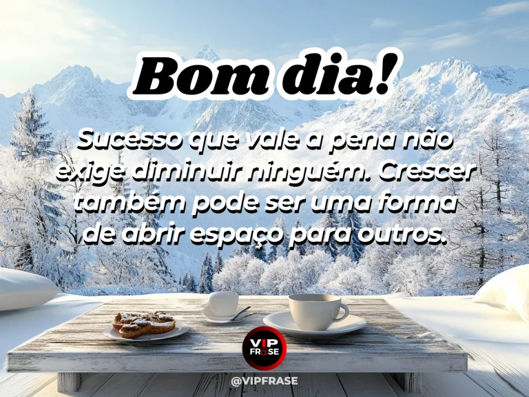 Frase de bom dia sobre sucesso, com escadaria ampla iluminada pela manhã.