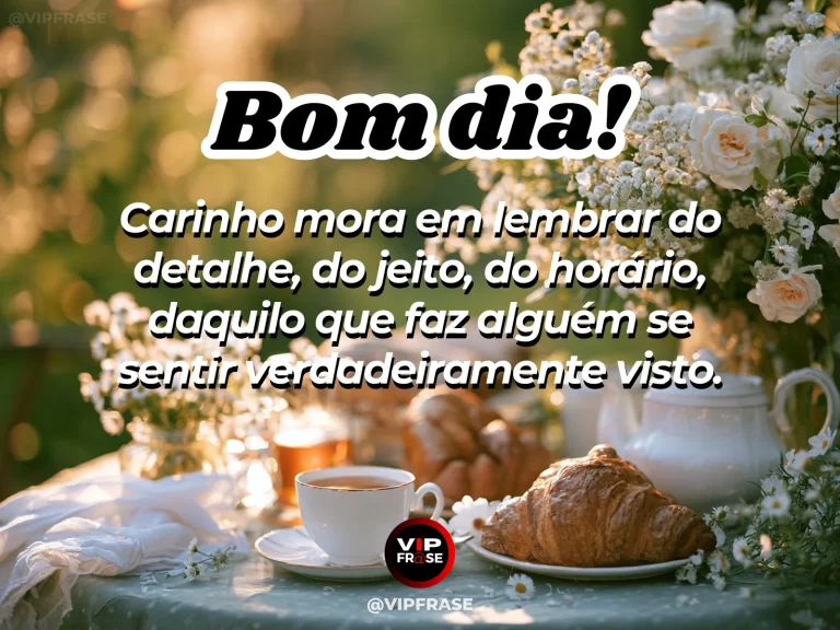 Frase de bom dia sobre carinho, com um café da manhã preparado com pequenos gestos de carinho.