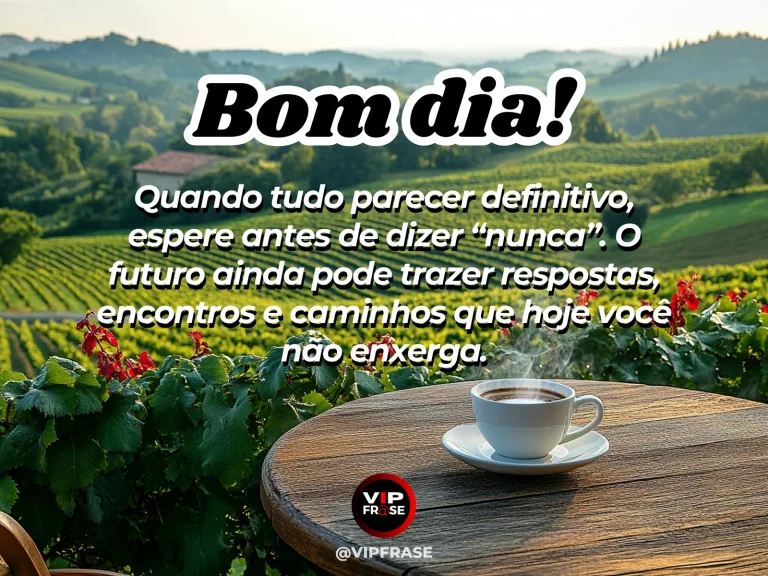 Mensagem de bom dia sobre dar uma chance ao futuro, com estrada curva e horizonte iluminado