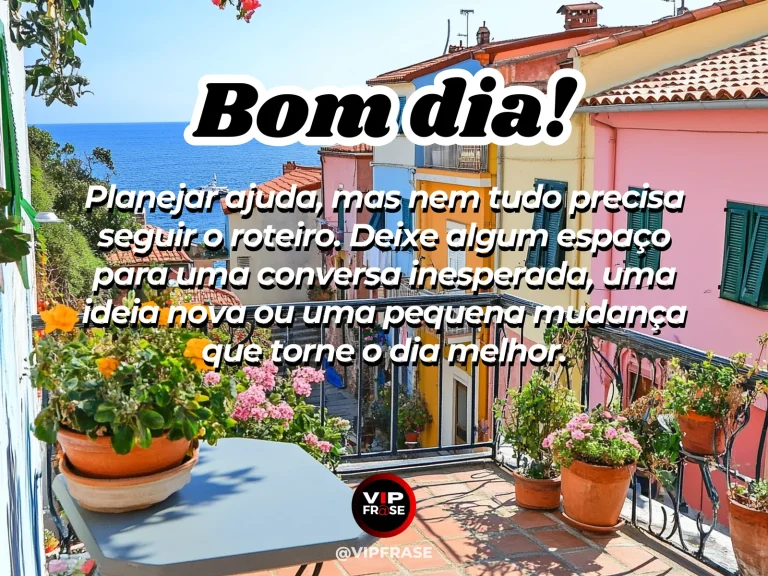 Mensagem de bom dia sobre otimismo, com rua ensolarada sugerindo uma descoberta inesperada.