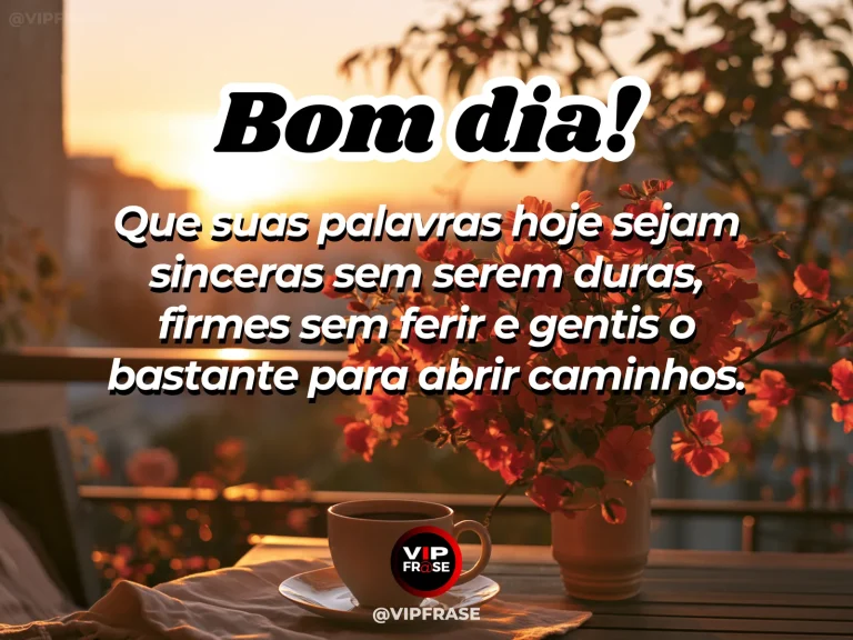 Mensagem de bom dia sobre sinceridade e carinho, com conversa tranquila em uma varanda iluminada.