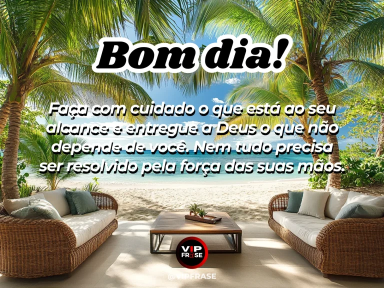Mensagem de bom dia sobre confiar em Deus, com mãos abertas diante da luz do amanhecer.