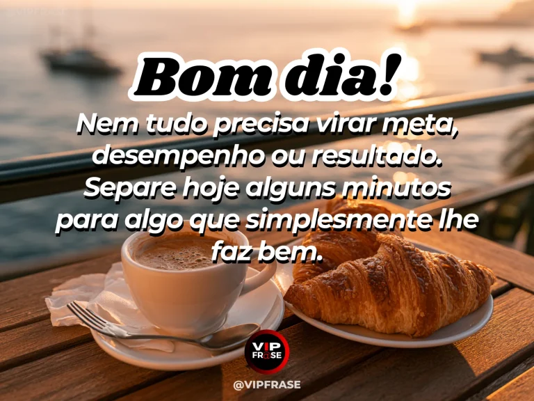 Mensagem de bom dia sobre fazer algo que faz bem, com varanda tranquila pela manhã