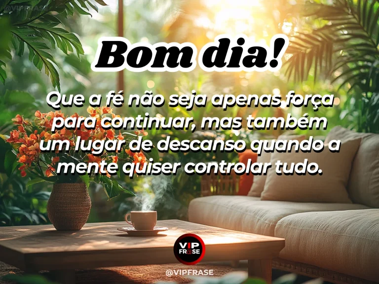 mensagem de bom dia sobre fé e paz, com quarto sereno e luz leve da manhã
