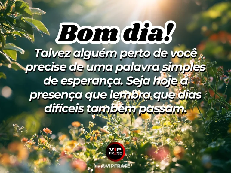 Mensagem de bom dia sobre esperança e conforto, com raios de sol surgindo entre nuvens.