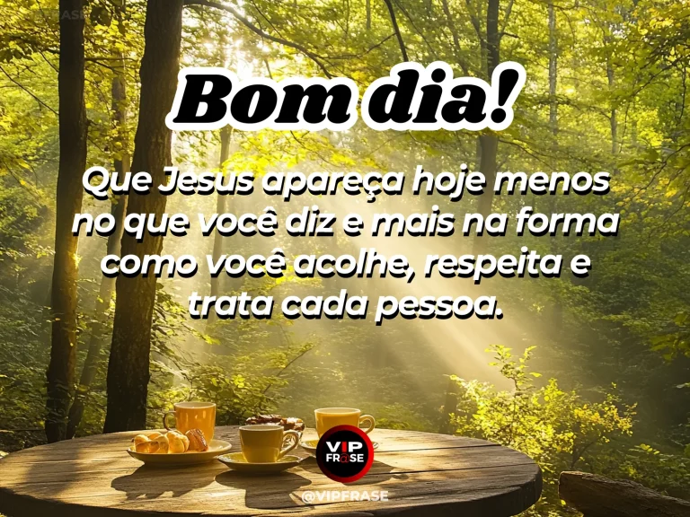 Frase de bom dia sobre Jesus, com cruz simples iluminada pelo primeiro sol da manhã.
