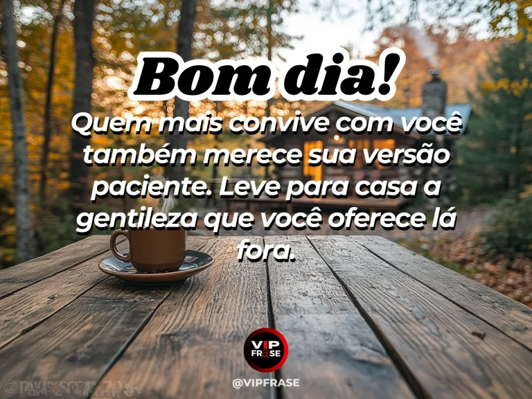 Frase de bom dia sobre familia, com uma cozinha acolhedora iluminada pelo sol da manhã.