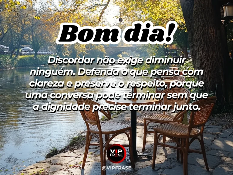 Mensagem de bom dia sobre paz, sabedoria, com ponte simples ligando duas margens ao amanhecer.