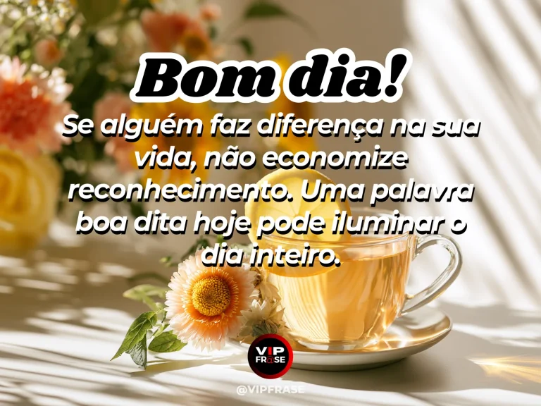 frase de bom dia sobre carinho, com flores claras, bilhete delicado e luz suave