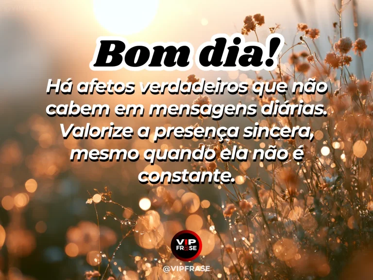 Frase de bom dia sobre carinho à distância, com celular, flores e fotografia.