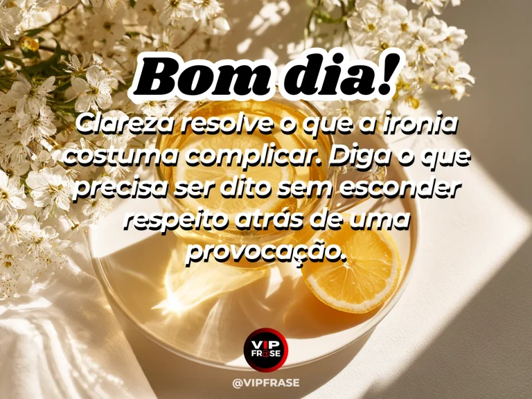 Frase de bom dia sobre clareza, com duas pessoas em conversa direta e respeitosa.