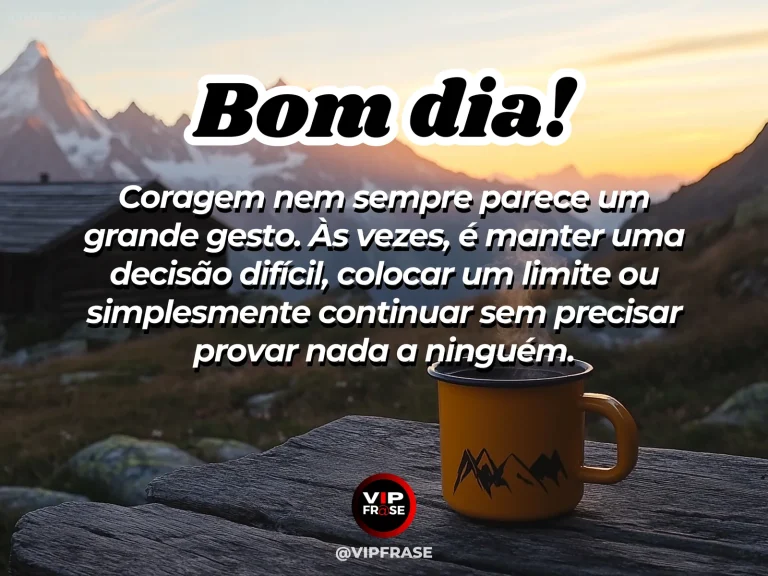 Mensagem de bom dia sobre coragem, com farol firme diante do mar pela manhã.