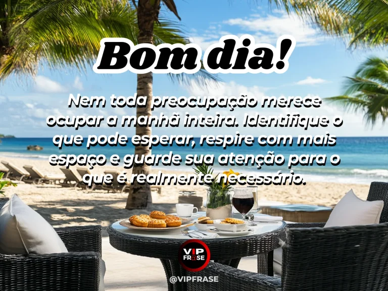 Mensagem de bom dia sobre paz, sabedoria, com folha flutuando sobre águas tranquilas ao amanhecer.