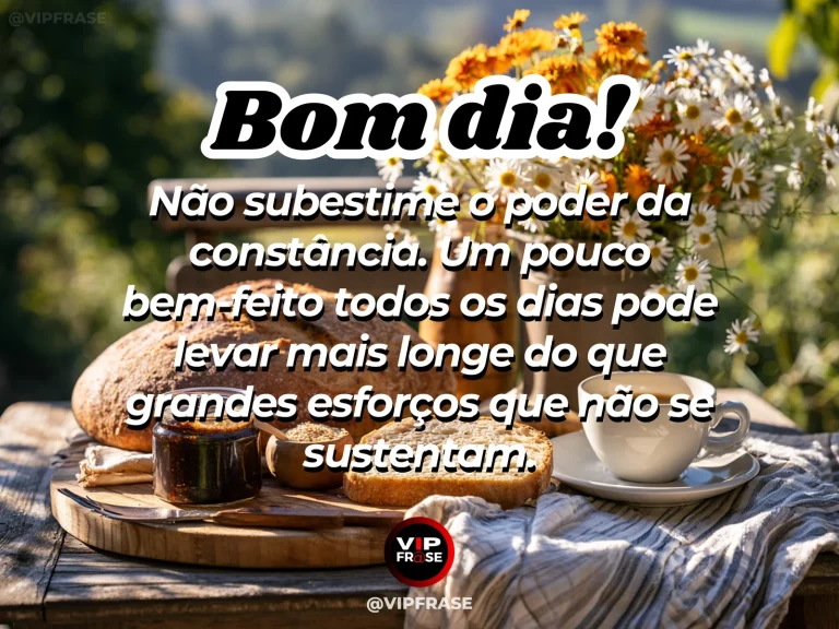 Mensagem de bom dia sobre sucesso e constância, com degraus seguindo em direção à luz.