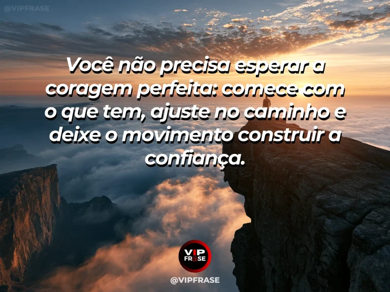 Arte motivacional sobre coragem, pessoa dando o primeiro passo por uma trilha de montanha ao amanhecer, transmitindo decisão e movimento.