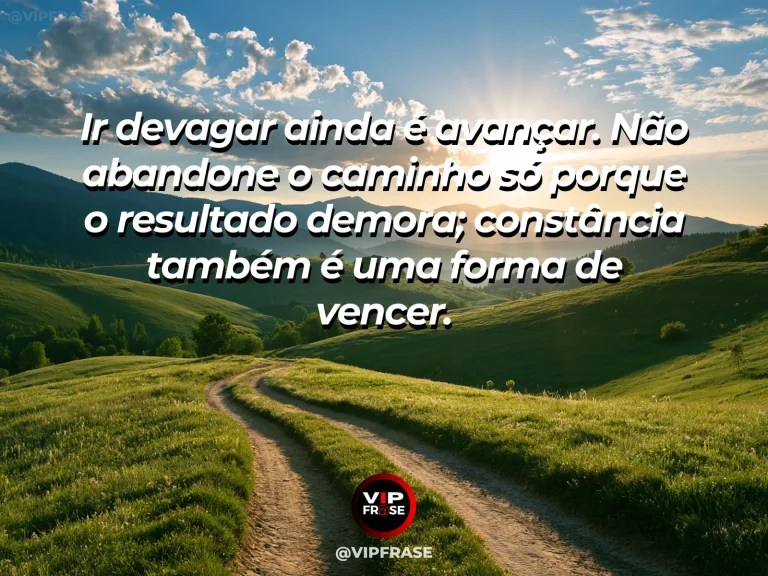 Arte motivacional sobre superação, caminhante subindo uma estrada longa e suave, destacando constância acima da velocidade.