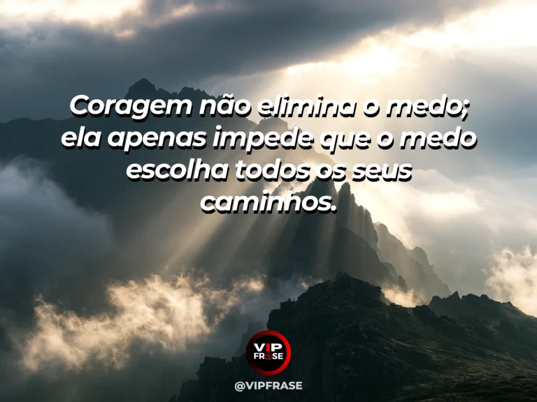 Frase reflexiva sobre coragem com trilha de montanha com horizonte aberto.