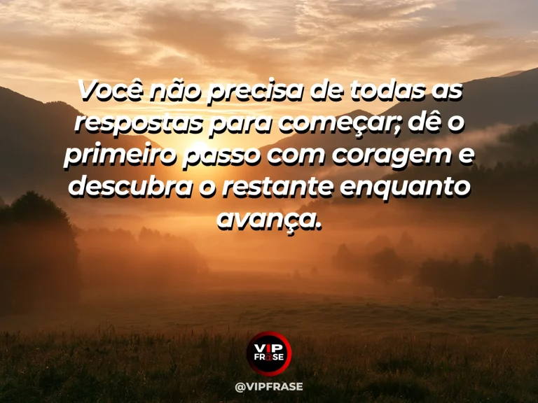 Frase motivacional sobre coragem com caminho entrando na névoa.