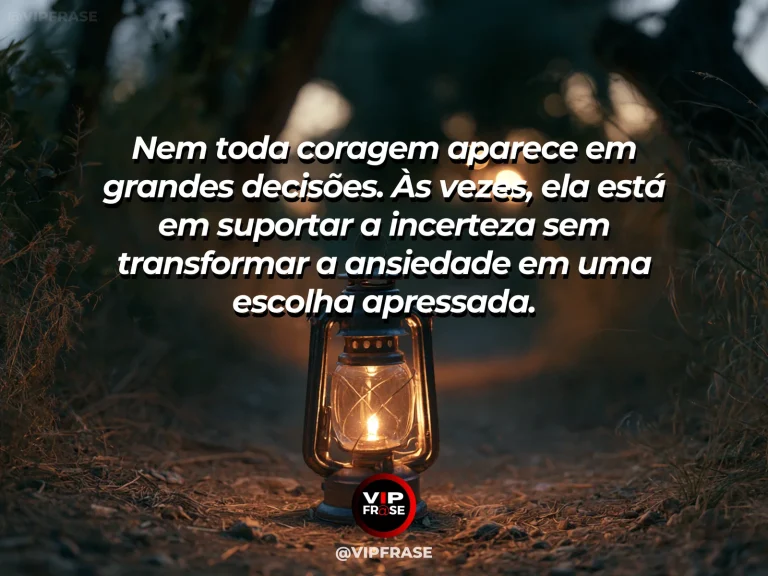Mensagem reflexiva sobre coragem paciente, com vale montanhoso iluminado com campo verde e água tranquila.